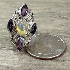 Nicky Butler Sterling Silver Ethiopian Opal & Amethyst Marquise Ring